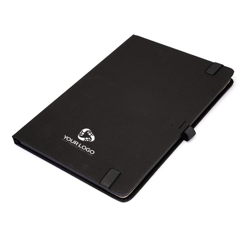 Pu Leather Note Book With Elastic & Pen Holder With Logo